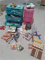 Lot of Asstd Toys, Games  w/ 2 Plastic Organizrs