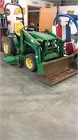 John Deere 4100 fwd w/ loader and belly mower