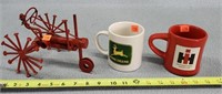 JD & IH Mugs & Red Bolt Tractor