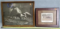 Antique Horse Print 21x17 & Horse Race Print