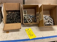 3 boxes of misc rings, buckles and clips