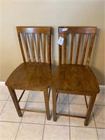 PAIR OF SOLID WOOD CHAIR STOOLS