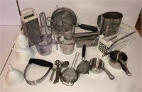 Assortment of Measuring utensils, Funnels, Grater