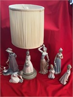 Glass Figurines Set with Figurine Lamp