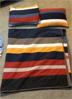 2 pillows, PB teen striped quilt
