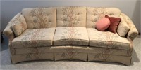 Floral Curved Couch w/ Throw Pillows