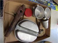 1940's mess kit, tin cups, spigot.