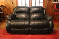 Black Leather Reclining Loveseat