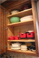 Kitchen Cabinet Lot Bakeware, Ramekins, Cast Iron