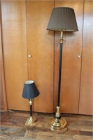 Two Matching Brass Lamps - Table & Floor
