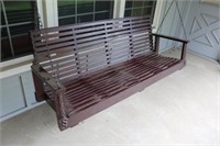 Brown Wooden Porch Swing with Chains