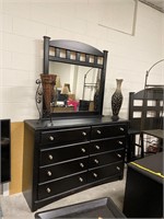 Black finish 8 drawer dresser w/mirror