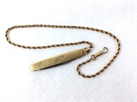 14k Yellow Gold Watch Chain with Simmons Knife Fob