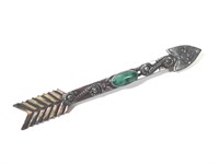 Fred Harvey Era Silver and Turquoise Arrow Pin