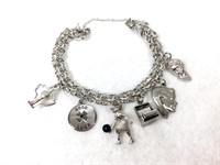 Sterling Silver Charm Bracelet with (6) Charms
