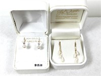 (2) Pair of 10k and 14k Gold and Pearl Earrings