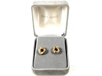 Pair of 14k Yellow Gold Knotted Pierced Earrings