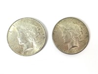 (2) 1923 Peace Silver Dollars