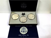 1983 P,D,S Olympic Uncirculated Silver Dollar Set