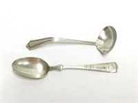Antique Sterling Silver Sauce Ladle and Teaspoon.