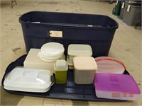 Tote of Kitchen Tupperware and Storage