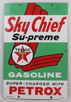 1960 TEXACO Sky Chief Porcelain Gasoline Sign