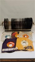 Over 50 45 RPM Records with rack