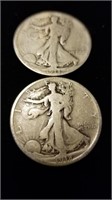 2 Each 1918 (90% Silver) Walking Libertys