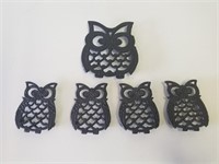(5) Cast Iron Owl trivets
