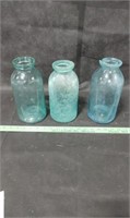 3 Early Blue Wax Seal Jars