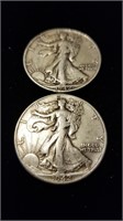 2 Each 1942 (90% Silver) Walking Libertys