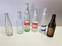(6) Vintage Bottles, Dr. Pepper, Bargs, Guiness