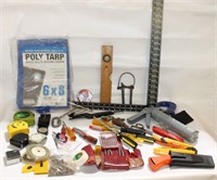 Tools, Square, Tarp, Screwdrivers, Tape Measures…