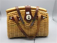 Vintage ladies wicker basket handbag