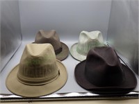 Lot of 4 vintage mens fedoras size 7- 7 1/8