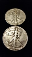 2 Each 1946 (90% Silver) Walking Liberties