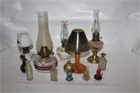 Small Vintage Oil Lamps & Bottles
