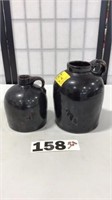 2 MATCHING CERAMIC JUGS WITH HANDLES