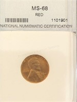 1941 Lincoln Cent Graded NNC MS68 Red