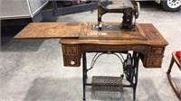 ANTIQUE SEWING MACHINE TABLE-WINDSOR-B