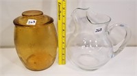 Clear Pitcher & Mushroom Jar w/lid