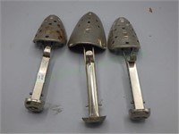 set of three vintage metal shoe stretchers