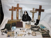 Crucifixes, Rosaries, Religious Statues and Books