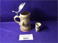 STEIN RARE POTTERY WITH SHOT GLASS