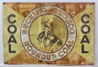 Very Rare Tin Bucking Bronco Roundup Coal Sign