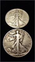 2 Each 1947 (90% Silver) Walking Liberties