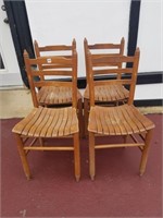 (4) Vintage Wood Chairs 17"w x 14"d x 35.5"t (seat
