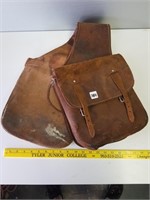 Leather Saddle Bags, each bag measures about