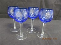 4pc BAVARIA BLUE HOCK WINE GLASS