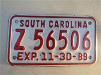 1989 South Carolina Motorcycle License Plate